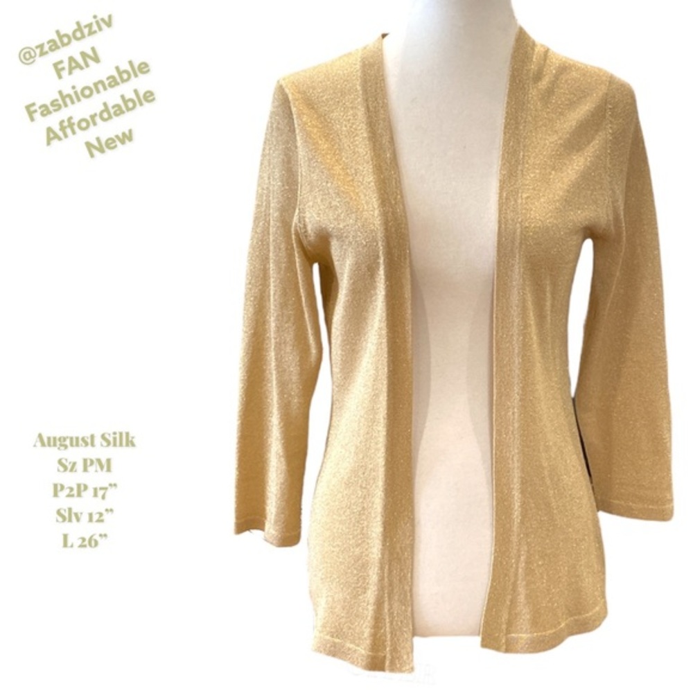 AUGUST SILK  beige/golden shiny  cardigan  Sz PM